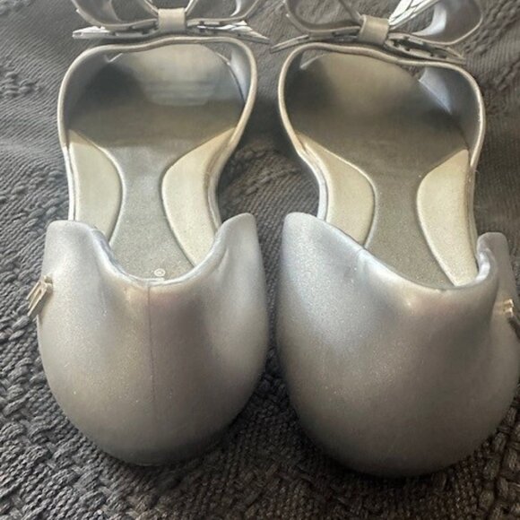 Melissa Silver Flats with Bow Accent - Picture 4 of 4